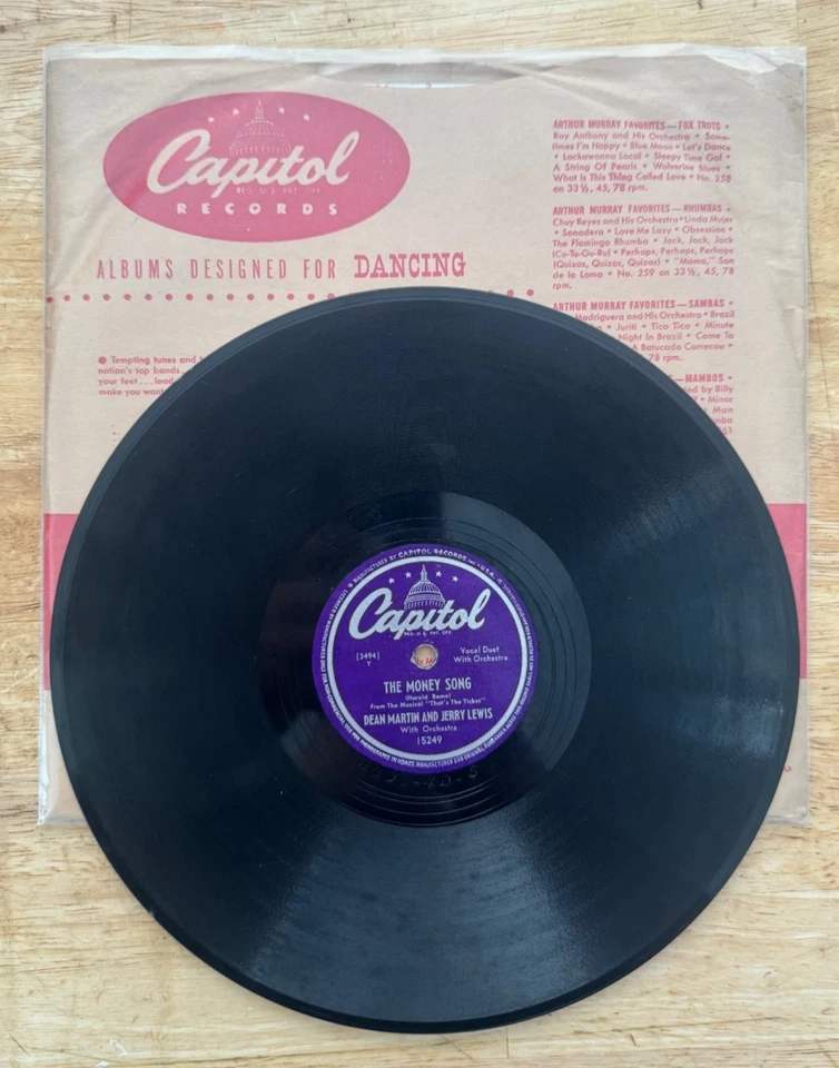 POP 78 DEAN MARTIN JERRY LEWIS THE MONEY SONG ON CAPITOL Foto 1 de 2
