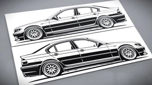 BMW E46 Facelift Aufkleber Sticker Silhouette Set L+R 218x66mm Schwarz Glanz neu - Bild 1 von 21
