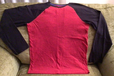 SONOMA = CAMISA MANGA LONGA MASCULINA TAMANHO GRANDE = VERMELHA E PRETA LEVE GOLA REDONDA - Imagem 1 de 4