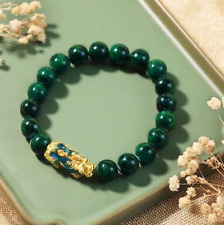 Emerald 10MM Beaded Pixiu Fengshui Wealth Luck Strength Protection Bracelet Gift