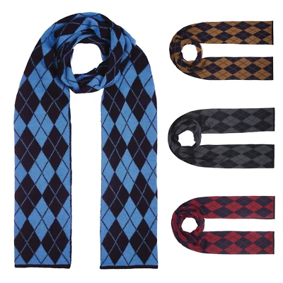 LONA SCOTT 100% New Wool Double Sided Argyle Scarf