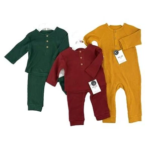 Focus Kids Organic Cotton Thermal Unisex Boy Girl Union Suit 2-Piece Lot 9mos - Picture 1 of 9