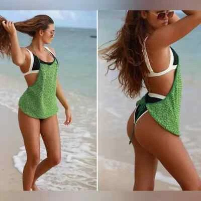 Free People пляж ладьи крючком свитер с бретелью через шею верхний новый без ЯРЛЫКОВ размер S зеленый/желтый - Изображение 1 из 4