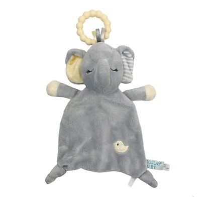 Manta de seguridad gris elefante bebé Douglas anillo mordedor de felpa anudado Lovey Foto 1 de 4