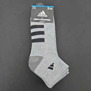 Adidas Aeroready Cushioned Quarter Socks 3 Pack Shoe Size 6-12 Black Gray - Picture 1 of 4