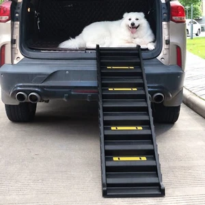 COZIWOW Portable Folding Dog Ramps for Car SUV Truck Pet Ramp Steps Ladder Black - Picture 1 of 14