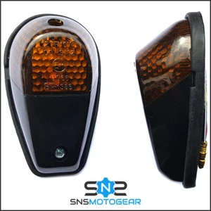 Motorcycle Motorbike Flush Fairing Indicators - Black with Smoked Lens (12v 23w) - Picture 1 of 3