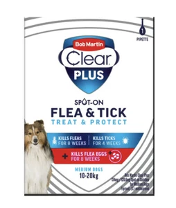 Tratamiento puntual Bob Martin Clear Plus para perros medianos - mata pulgas y garrapatas - Imagen 1 de 1