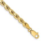 10K Yellow Gold 4.25mm Diamond-cut Rope Chain Bracelet for Womens 10.64g
