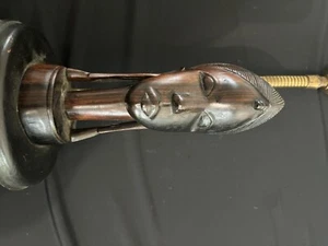 Vintage Hand Carved African Hardwood Table Lamp 1960 - Picture 1 of 5