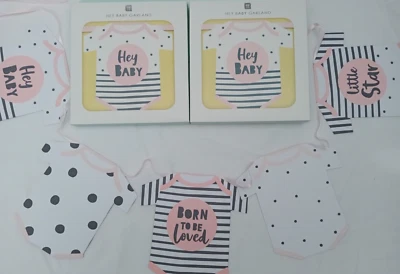 Hey Baby Guirland - Bandera de baby shower decoraciones de bollos (2x 3,5 m) Foto 1 de 4