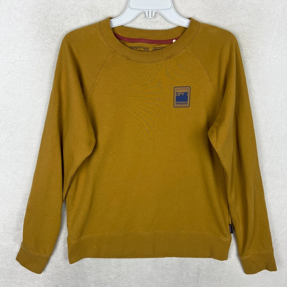 Sudadera Patagonia Mujer Mediana Amarilla Cuello Redondo Alpino Icono Pullover Foto 1 de 4