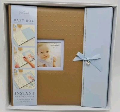 Hallmark Baby Boy 9" X 9" Instant Memory Book Front Photo Insert Blue Brown Gift - Image 1 of 4