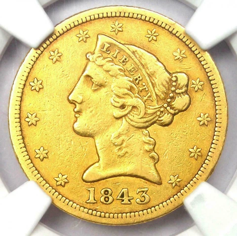 1843-O Small Letters $5 Gold HALF EAGLE *NGC XF* 120 Known *FAST SHIPPING!!! Cover
