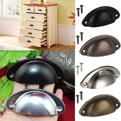 6Pcs Cup Pull Shell Handles Half Moon Kitchen Cupboard Cabinet Door Draw Knob - Image 1 of 4