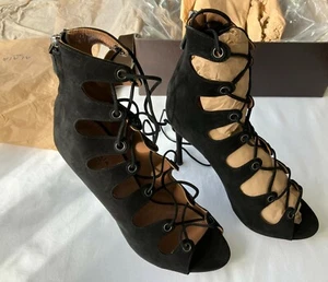 ALAÏA PARIS OPEN TOE STILETTO SCHUHE in SCHWARZEM WILDLEDER UVP EUR 935 GRÖSSE EUR 38,5 NEU - Bild 1 von 12