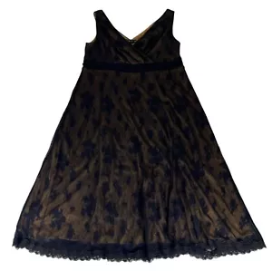 Igigi Lace Overlay Party Dress Women's Plus 18/20 Black Empire Waist Sleeveless - Picture 1 of 8