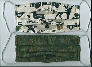 MSU Spartans FACE MASK cotton Michigan State washable reversible HANDMADE in USA - Picture 1 of 2