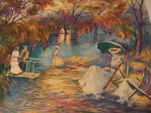 "Sunset on the Lake" by Zina Roitman  hand-signed embellished serigraph - Picture 1 of 1