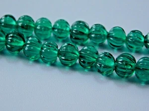 Hydro Emerald Quartz Melon Carved Roundel Loose Beads Strand 6-7mm 12" Inches - Picture 1 of 6