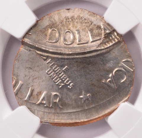 NGC $1 1976 Eisenhower Dollar Struck on Dime Planchet & Double-Struck MS65 Cover