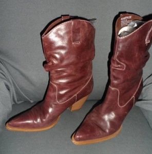 WOMENS RAMPAGE LEATHER COWGIRL BOOTS-BROWN-SLOUCH STYLE -SIZE 6 - Picture 1 of 10