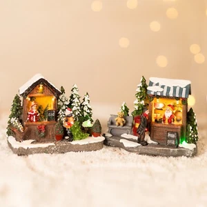 Weihnachten LED Dorf Szene Ornament Dekoration Weihnachtsstände Marktbeleuchtung - Bild 1 von 54