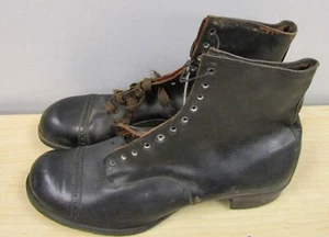 Vintage Dark Brown/ Black Quarter Brogue Oxfords Lace Up Boots 8EE - Picture 1 of 23