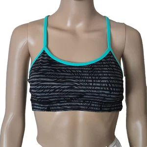 Lululemon Flow Y IV Sports Bra Bali Breeze Black Teal Stripe Workout size 6 - Picture 1 of 5