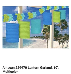 10ft Paper lantern Garland Luau Party Tropical Island Tiki lounge - Picture 1 of 4