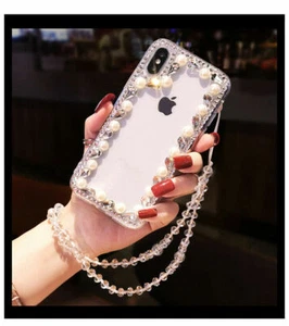 Bling Glitter Diamond Lanyard Crystal Clear Soft Silicone Protective Case Cover - Picture 1 of 7