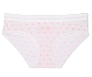 New Victoria's Secret White Multi Heart Cotton/Modal Logo Hiphugger Panty, SZ XL - Picture 1 of 5