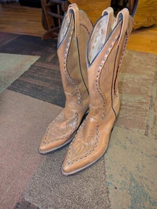 VINTAGE DAN POST PHOENIX BRAUN LEDER SPITZ ZULAUFEND COWBOY STIEFEL PHOENIX - Bild 1 von 14
