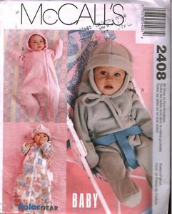 2408 Vintage McCalls Sewing Pattern Infant Bunting Hat Ear Flaps UNCUT OOP Sew - Picture 1 of 2