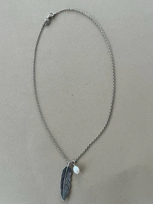 Collar Colgante Pluma y Perla C&H Israel Plata de Ley 925 10g Foto 1 de 4