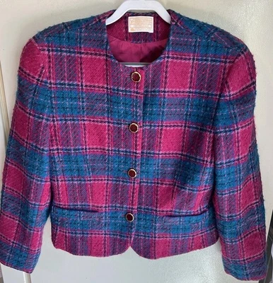 Vintage 80s Pendleton Raspberry Cardigan/ Sweater Size 14 100% Wool USA Grandma - Image 1 of 4