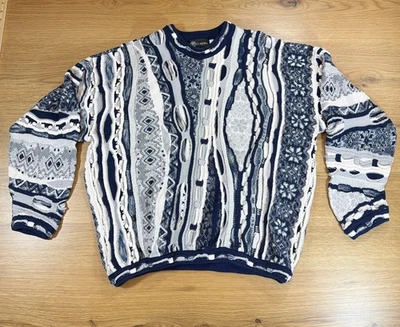 Suéter vintage anos 90 Tundra Canadá malha 3D estilo cosby gola redonda tamanho grande  - Imagem 1 de 4