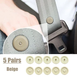 5 Pairs Beige Car Seat Belt Buckle Holder Stop Clips Stopper Button Universal - Picture 1 of 7