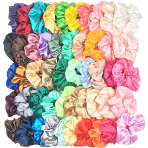 25 Pcs Satin Scrunchies Elastic Hair Ties Women Solid Color Hair Bands - Picture 1 of 83