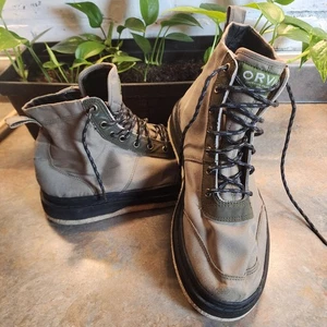 Vintage ORVIS Felt Bottom Boots Mens 11 Lightweight Fly Fishing Wading Brown - Picture 1 of 11