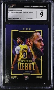 2024-25 Topps Now Bronny James Jr./LeBron James #1 CGC 9 - Picture 1 of 2