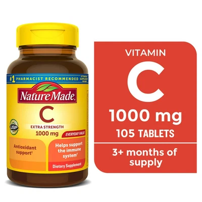 Nature Made Extra Fuerza Vitamina C 1000 mg, Suplemento Dietético para Suposición Inmune Foto 1 de 4