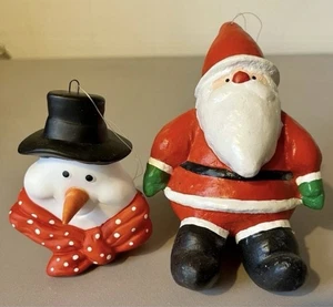 Department 56 Paper Mache Santa & Snowman Holiday Ornament Set - Picture 1 of 9
