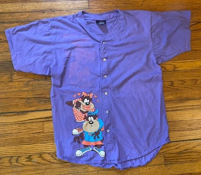 Camiseta de beisebol masculina grande vintage anos 90 Looney Tunes Taz e Tasmânia She-Devil - Imagem 1 de 4