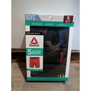 Reebok Boys Performance Boxer Briefs Size Small (6/7) Black - 5 Pack New - Picture 1 of 2