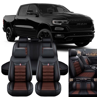 Brown Full Set Car Seat Cover Leather Pad For Dodge Ram 1500 2500 3500 2010-2023 - Image 1 of 4