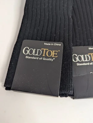 GOLD TOE Men's Over the Calf Dress Socks, Size 10-13 Black (2 Count) - Image 1 of 4