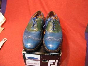 FootJoy Men's Blue Green Wingtip Golf Shoe SZ 10 Professional - Picture 1 of 13