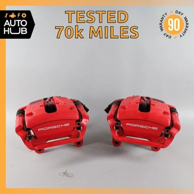 15-18 Porsche Macan 95B Rear Brake Calipers Left & Right Set w/ Actuator Red OEM - Image 1 of 4