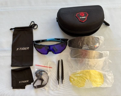 X-TIGER Polarized Cycling Glasses with 5 Interchangeable Lenses  Black with Case - Image 1 of 4